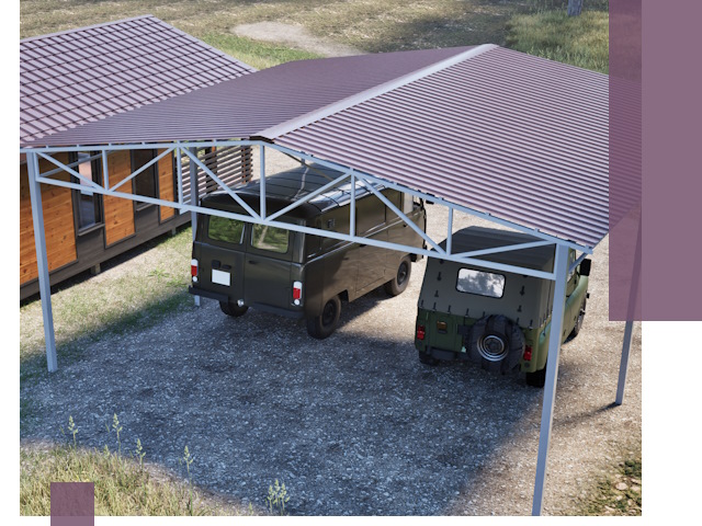 Двускатные навесы под ключ в Пятигорске — изготовление и монтаж